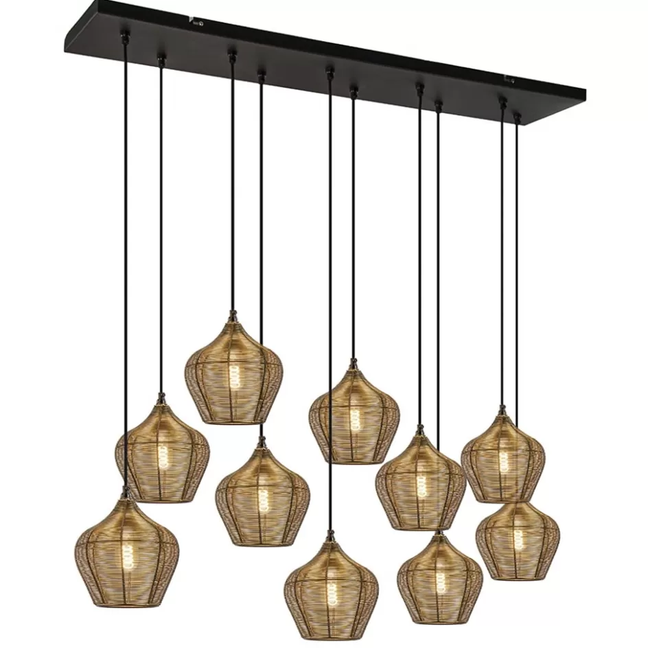 Eettafellampen | Light and Living>Straluma Grote landelijke hanglamp 10-lichts antiek brons Alvaro