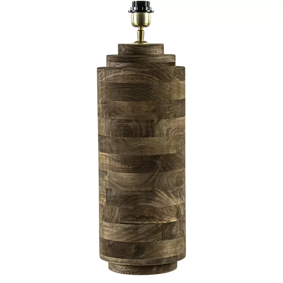 Light and Living | Schemerlampen>Straluma Grote landelijke lampvoet Pasco donker hout excl. kap