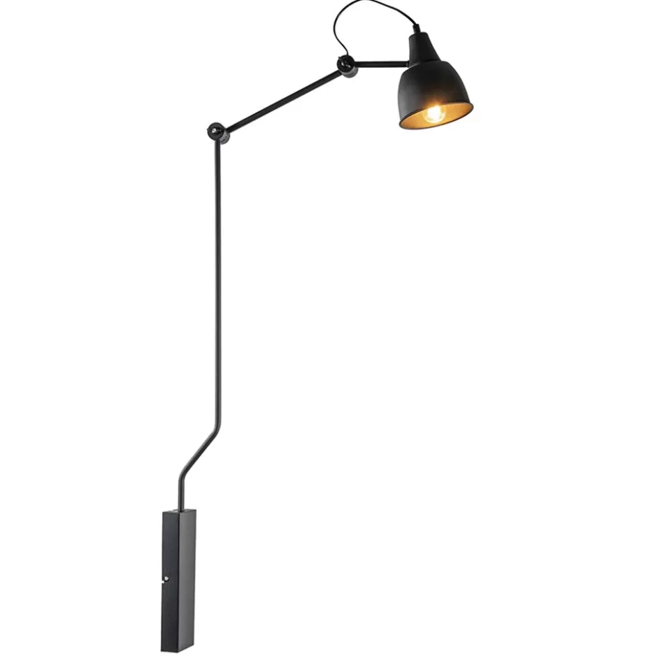 Wandlampen | Industriële Verlichting>Straluma Grote retro wandlamp met zwarte kap verstelbaar