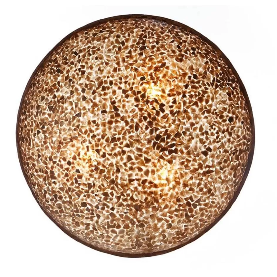 Schelpenlampen | Beach Verlichting>Straluma Grote schelpen wandlamp bruin met goud 60 cm