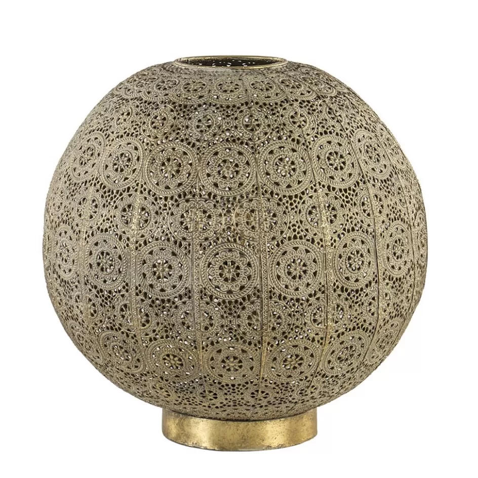 Tafellampen | Landelijke Verlichting>Straluma Grote tafellamp antiek messing met decoratief dessin