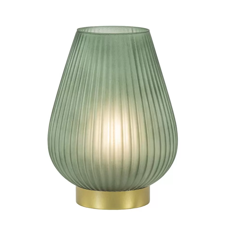 Tafellampen | Light and Living>Straluma Grote tafellamp op batterij Tajera donker groen/goud