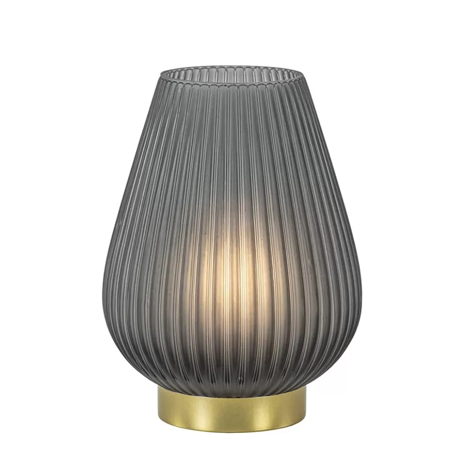 Tafellampen | Light and Living>Straluma Grote tafellamp Tajera op batterij mat grijs/goud L&L