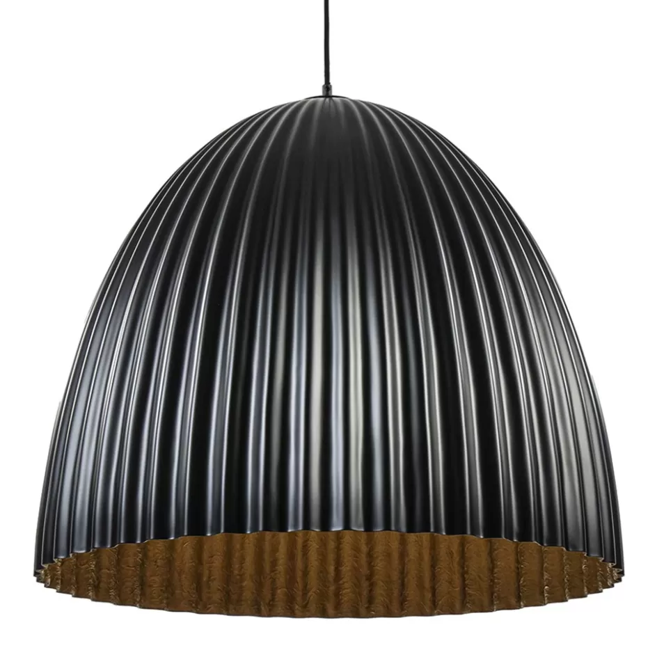 Keukenverlichting | Eetkamerverlichting>Straluma Grote XL hanglamp relief zwart met goud