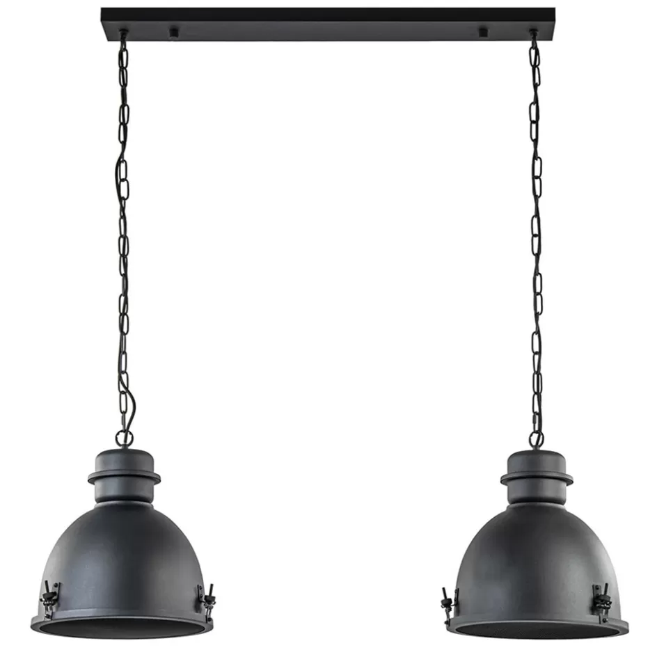 Eettafellampen | Keukenverlichting>Straluma Hanglamp 2L industrieel zwart/grill