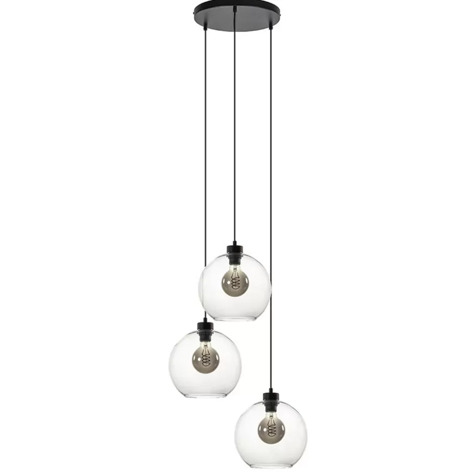 Videverlichting | Pendel Lampen>Straluma Hanglamp 3-lichts rond glas helder 25 cm