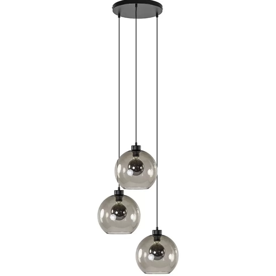 Eettafellampen | Pendel Lampen>Straluma Hanglamp 3-lichts rond glas smoke 25 cm