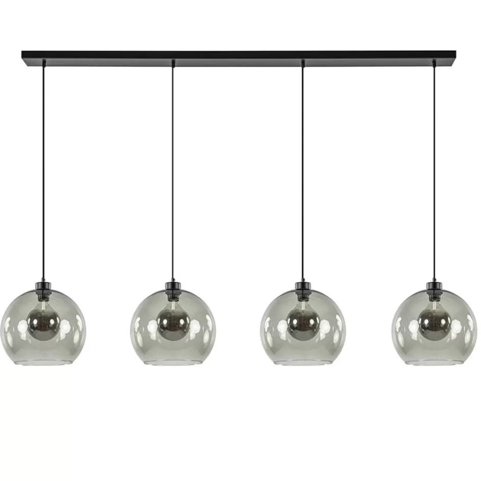 Eettafellampen | Keukenverlichting>Straluma Hanglamp 4L balk zwart + smoke glas 30cm