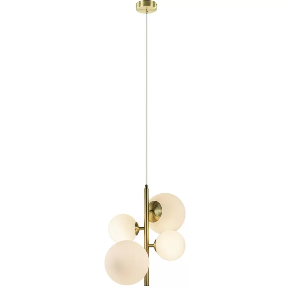 Keukenverlichting | Hanglampen>Straluma Hanglamp 4L brass met opaal bolglas