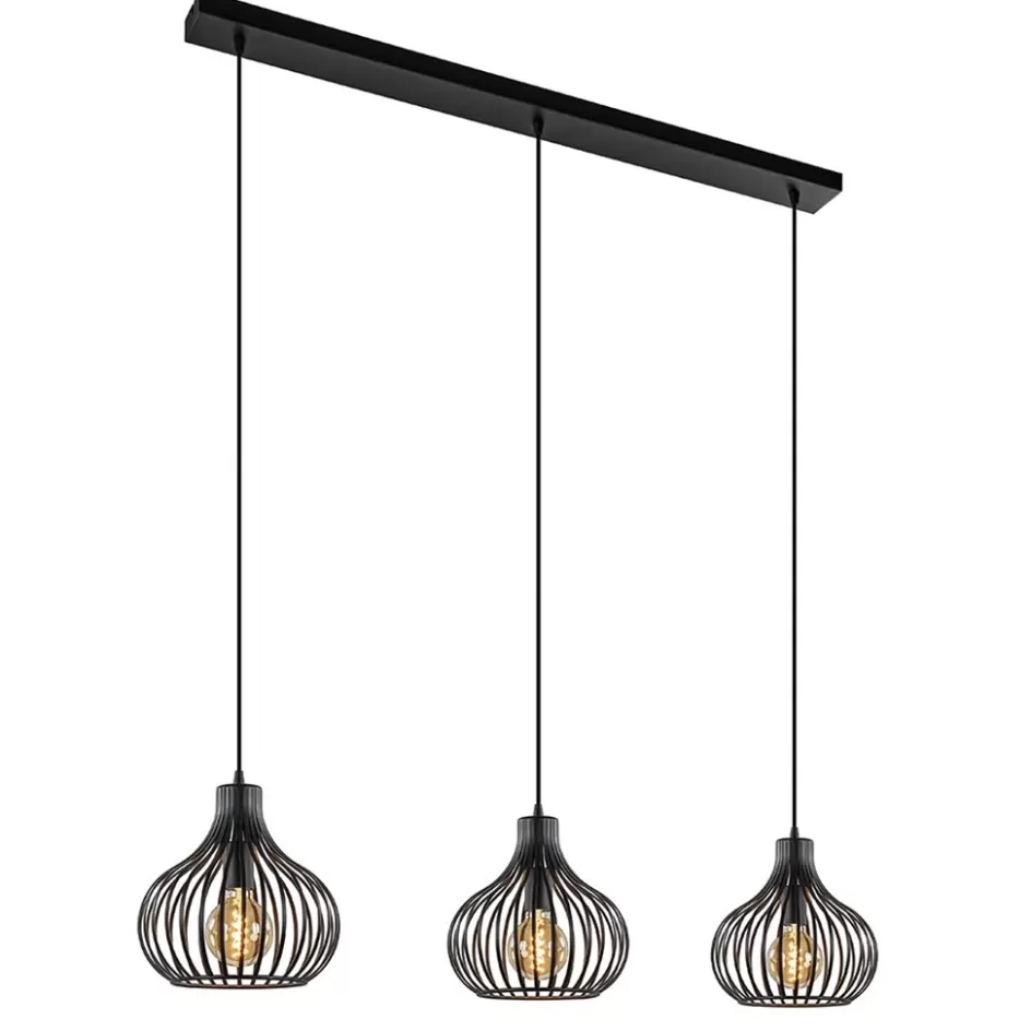 Eettafellampen | Draadlampen>Straluma Hanglamp Aglio 28cm 3L op balk zwart