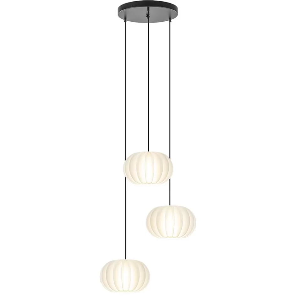 Eettafellampen | Eetkamerverlichting>Straluma Hanglamp Arena 3L rond zwart/kap wit