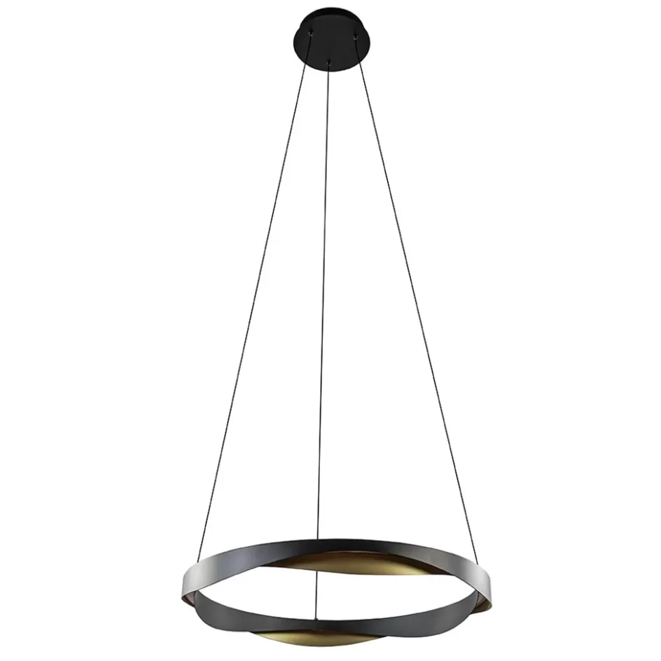 Hanglampen | Eettafellampen>Straluma Hanglamp Ascoli 65 rond zwart/matgoud