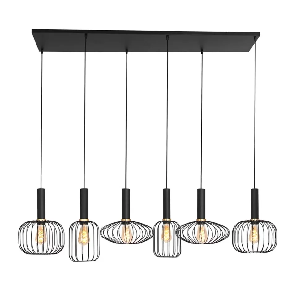 Eettafellampen | Draadlampen>Straluma Hanglamp Aureole 6L mix zwart