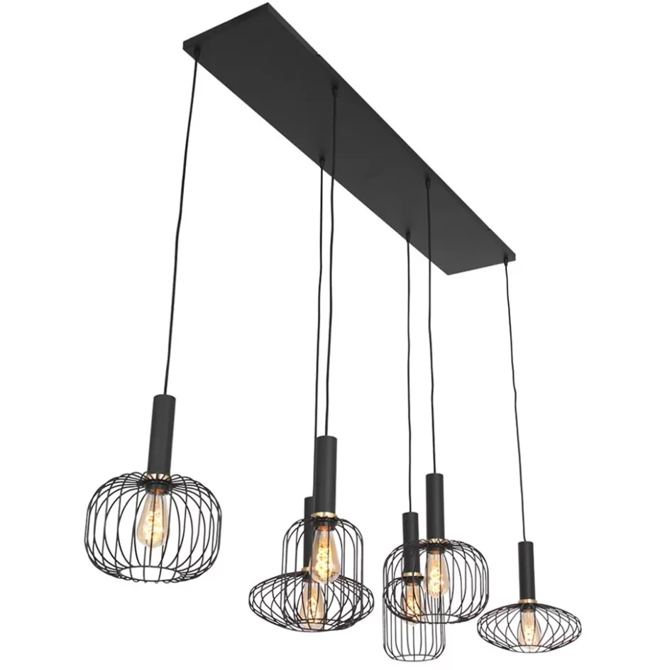 Eettafellampen | Draadlampen>Straluma Hanglamp Aureole 6L mix zwart