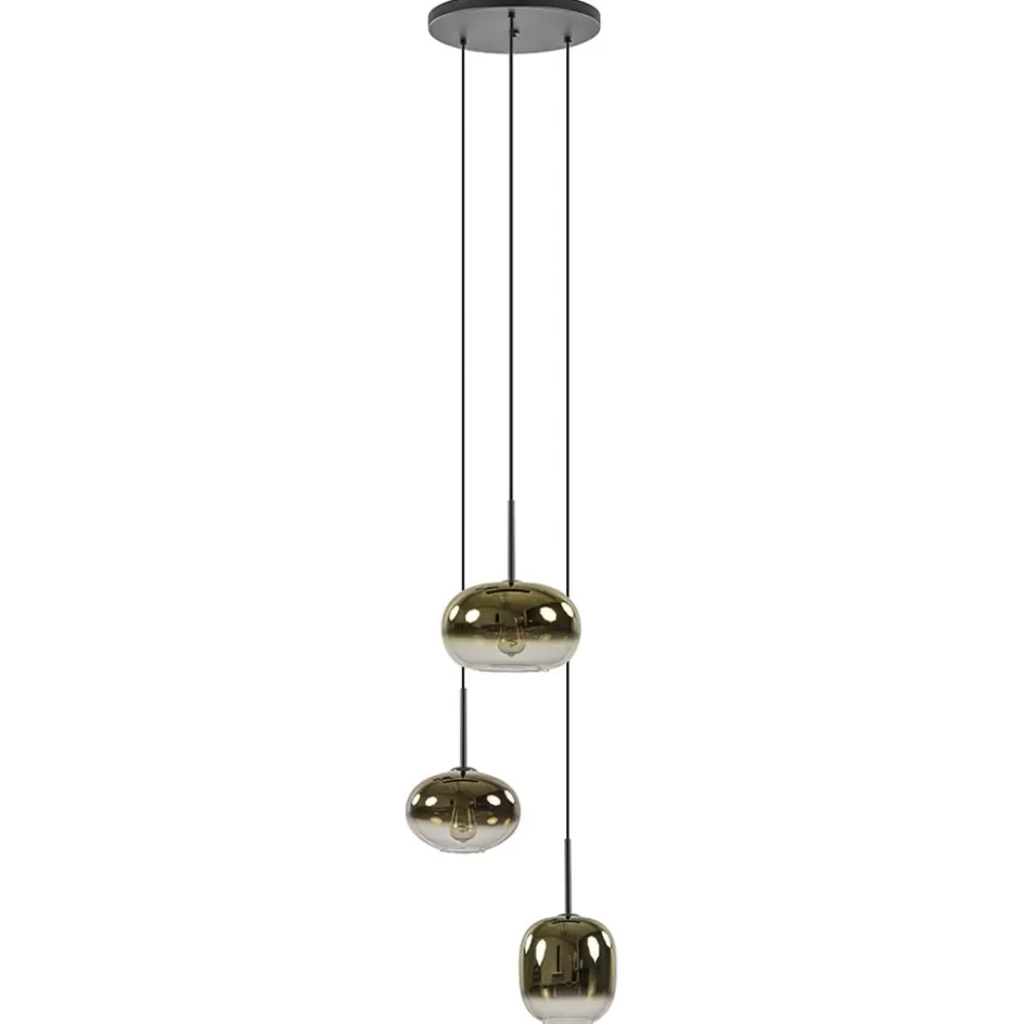 Eettafellampen | Eetkamerverlichting>Straluma Hanglamp Bellini 3L zwart+gradient gold