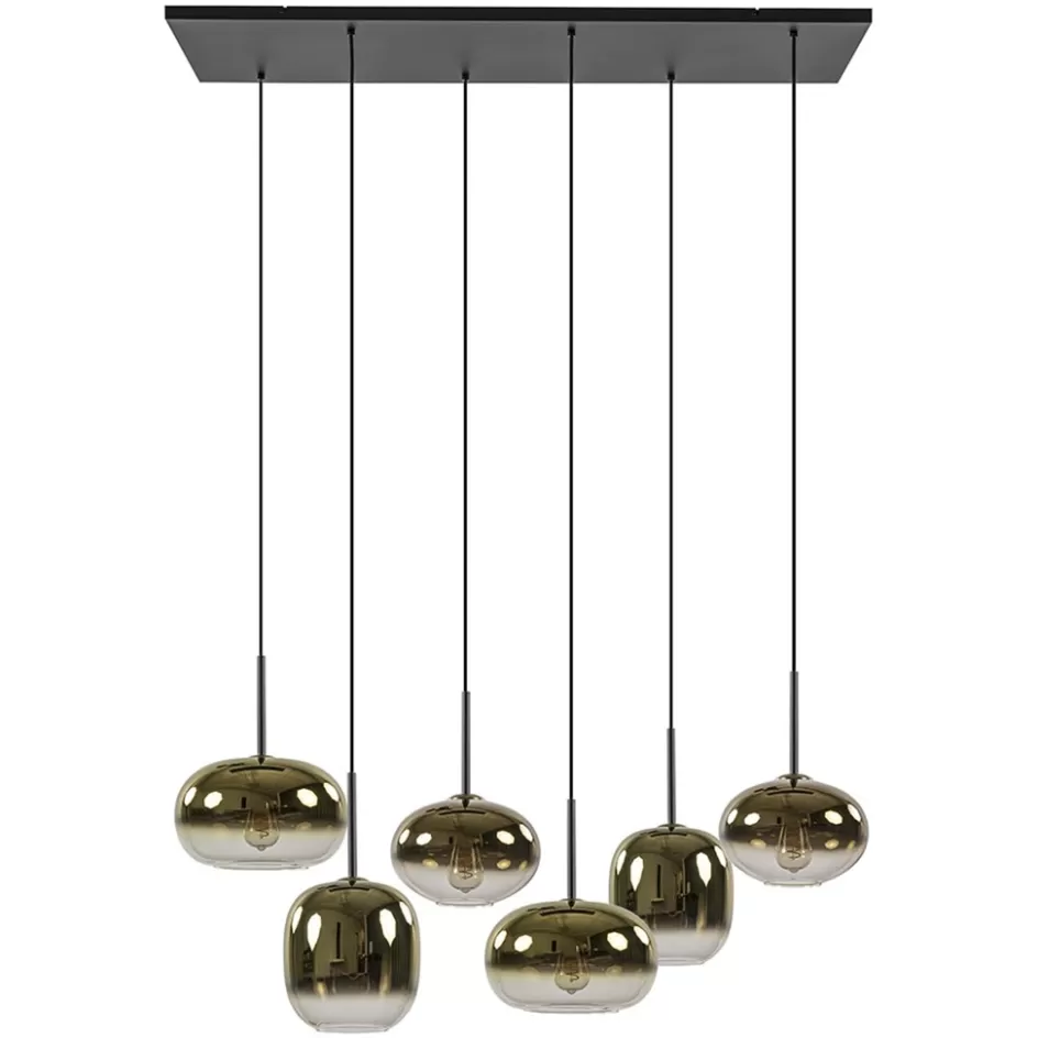 Eettafellampen | Eetkamerverlichting>Straluma Hanglamp Bellini 6L zwart/gradient gold