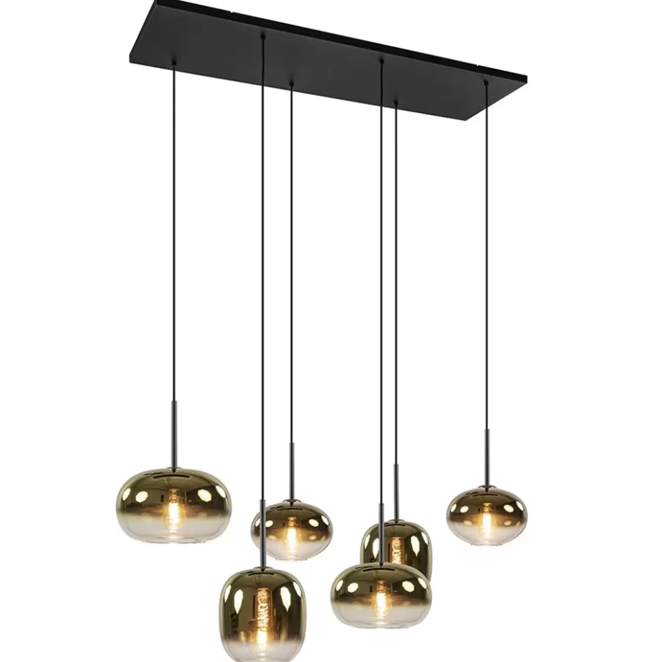 Eettafellampen | Eetkamerverlichting>Straluma Hanglamp Bellini 6L zwart/gradient gold