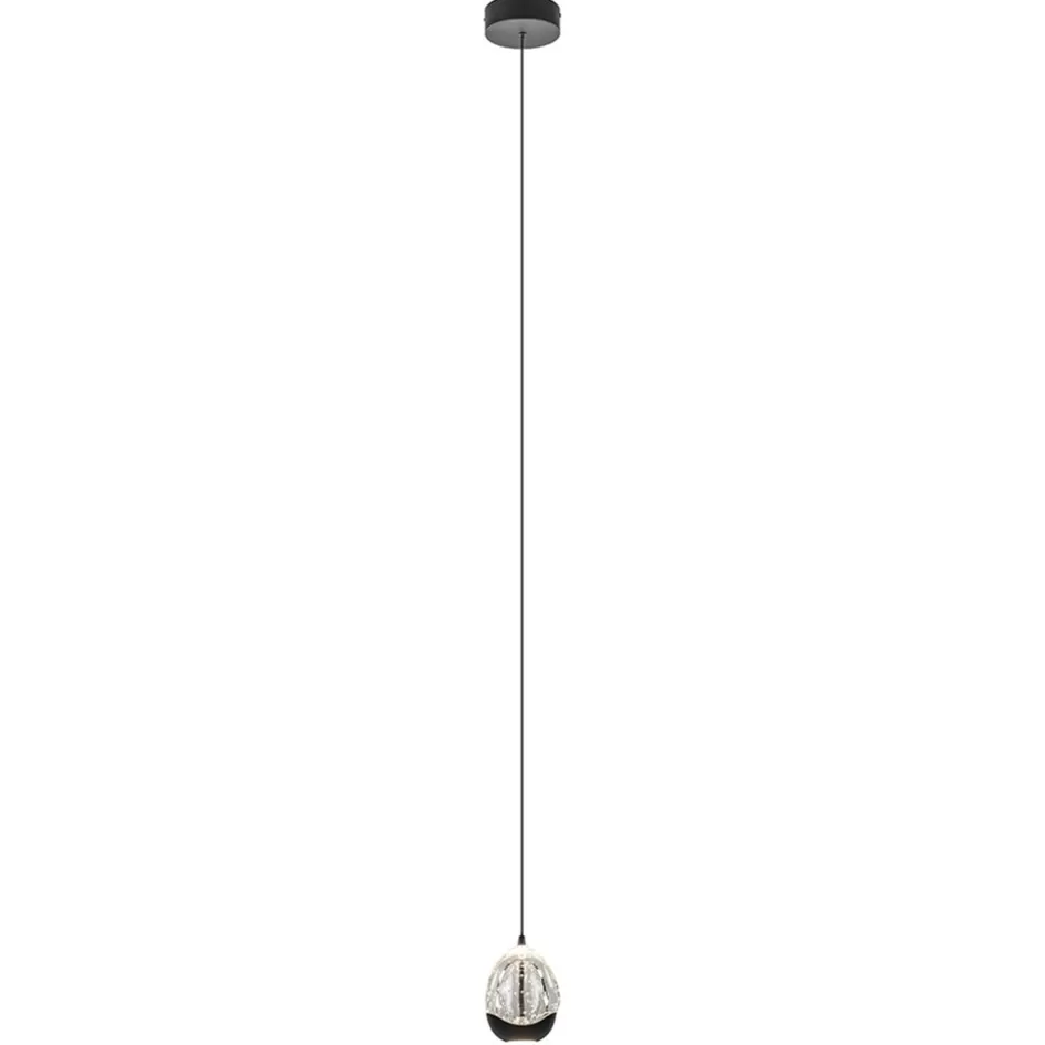 Hanglampen | LED Hanglampen>Straluma Hanglamp Black Egg 1L zwart/helder glas