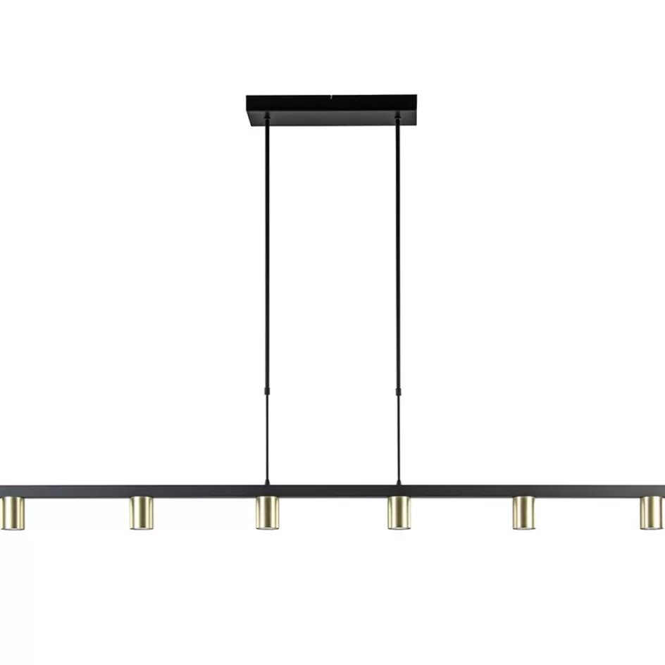 Eettafellampen | Keukenverlichting>Straluma Hanglamp Bounce 6L 160cm zwart/goud