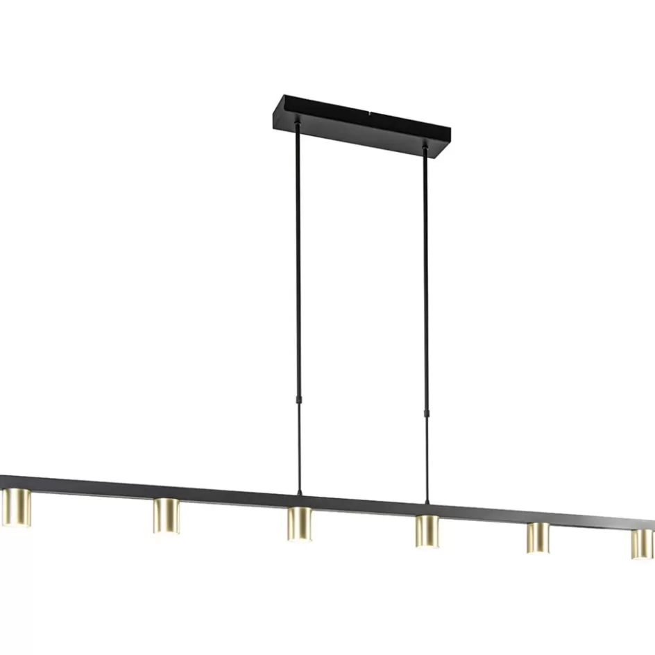 Eettafellampen | Keukenverlichting>Straluma Hanglamp Bounce 6L 160cm zwart/goud