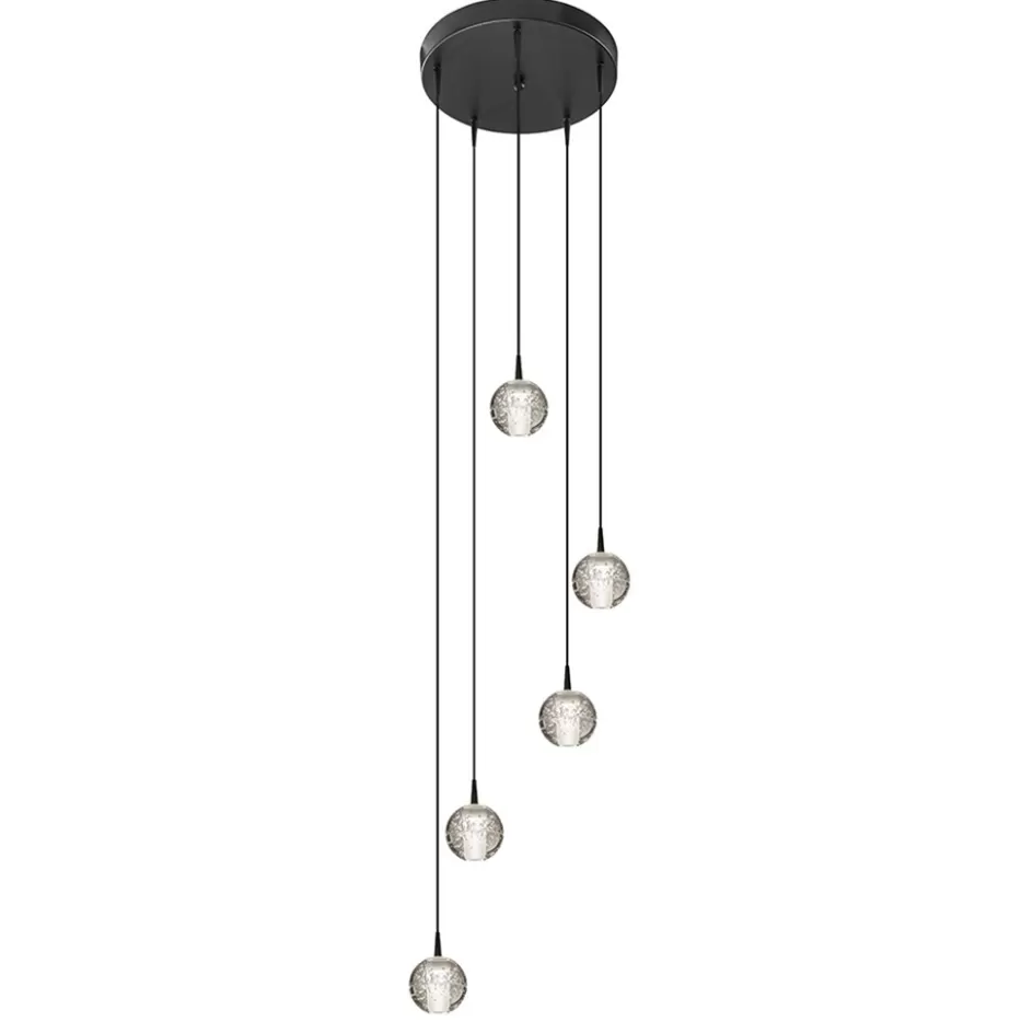 Hanglampen | Eettafellampen>Straluma Hanglamp Bubbles 5L rond zwart/helder dtw