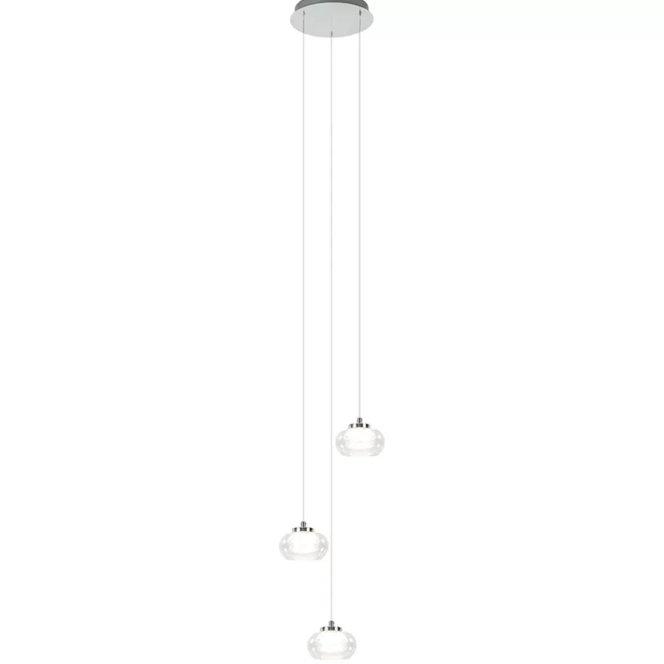 Hanglampen | Eettafellampen>Straluma Hanglamp chroom/helder glas 3-lichts