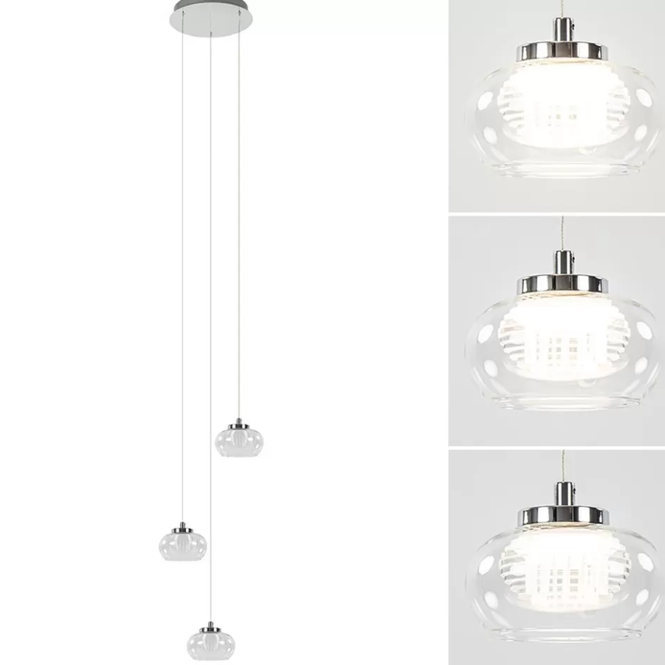 Hanglampen | Eettafellampen>Straluma Hanglamp chroom/helder glas 3-lichts