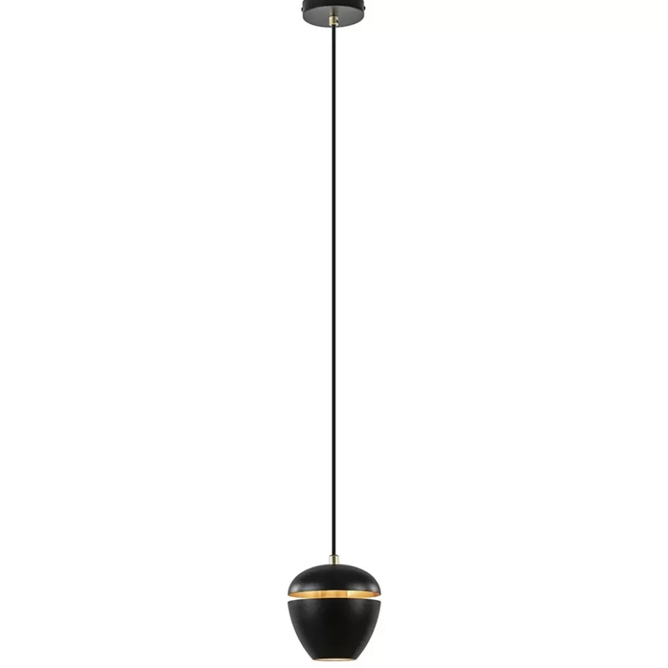 Eetkamerverlichting | Hanglampen>Straluma Hanglamp Claire 1L zwart/matgoud