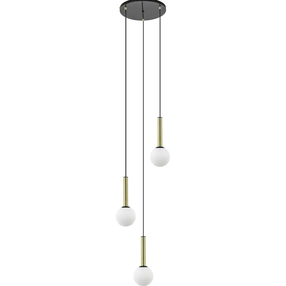 Eettafellampen | Keukenverlichting>Straluma Hanglamp Globe 3L rond zwart/goud/wit