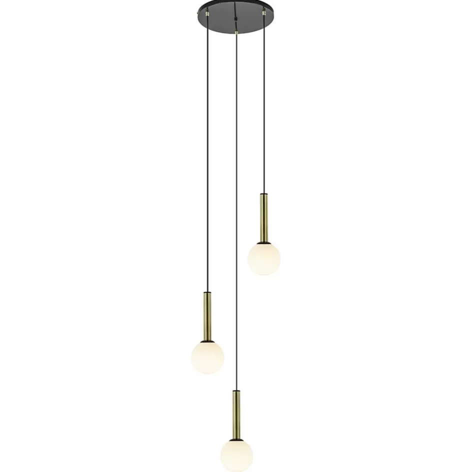 Eettafellampen | Keukenverlichting>Straluma Hanglamp Globe 3L rond zwart/goud/wit