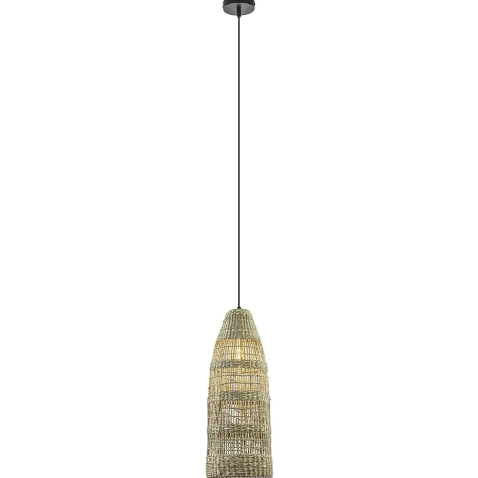 Light and Living | Woonkamerlampen>Straluma Hanglamp Latika smal zeegras naturel met zwart