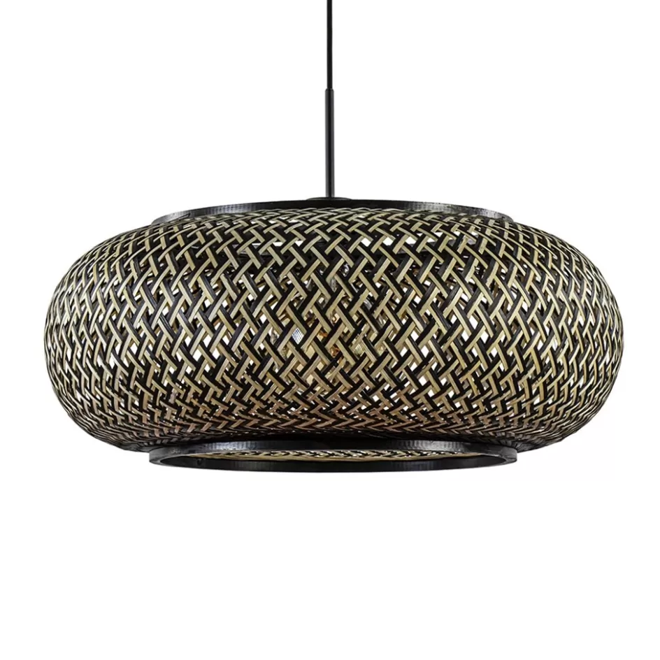 Eettafellampen | Woonkamerlampen>Straluma Hanglamp Maze bamboe/zwart 60cm