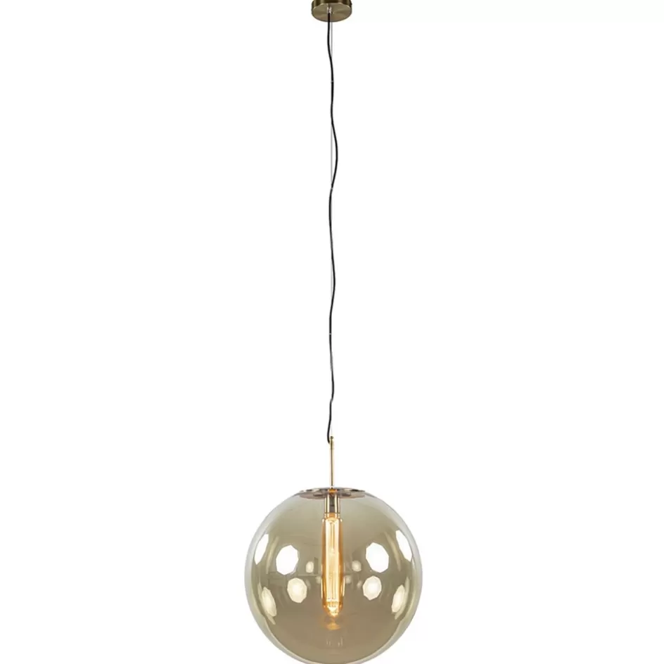 Light and Living | Keukenverlichting>Straluma Hanglamp Medina 48cm messing + amber glas