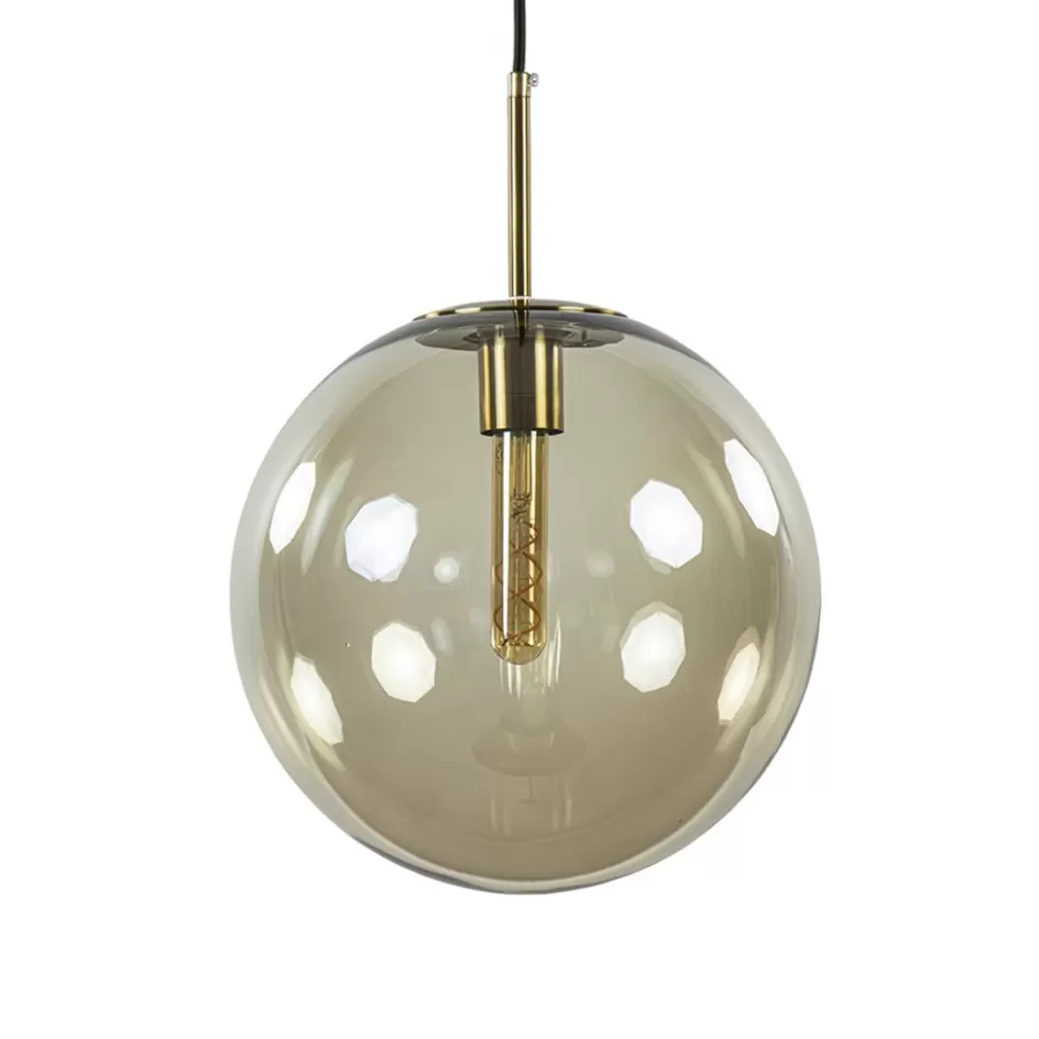 Light and Living | Woonkamerlampen>Straluma Hanglamp Medina satin gold/amber glas 30cm