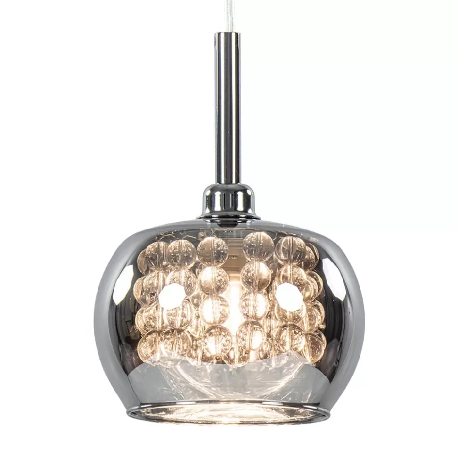 Nachtkastlampen | Pearl>Straluma Hanglamp Pearl klein chroom + smoke glas