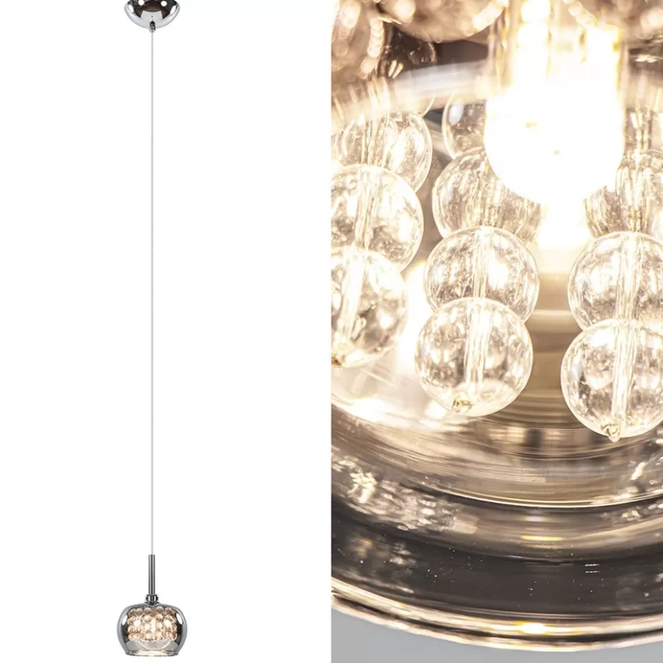 Nachtkastlampen | Pearl>Straluma Hanglamp Pearl klein chroom + smoke glas