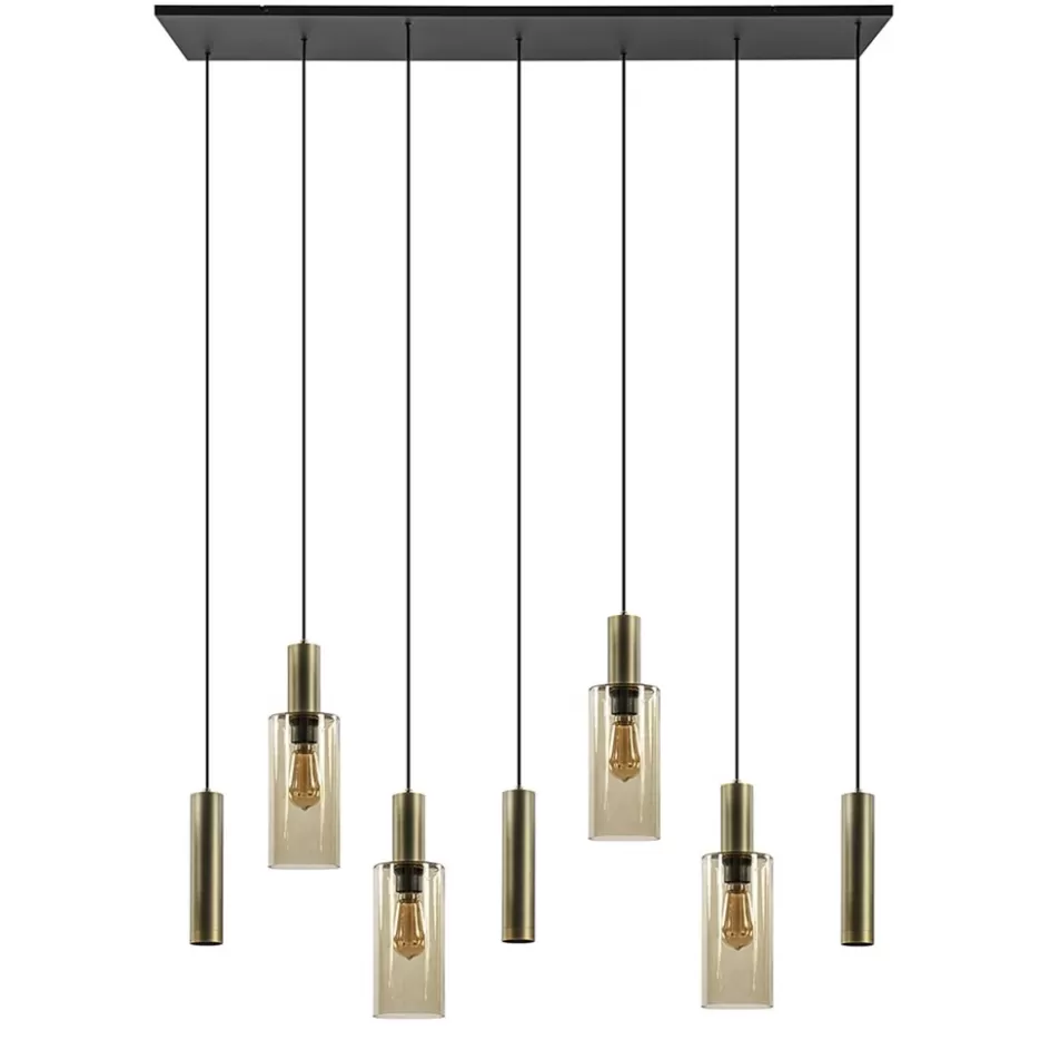 Hanglampen | Eettafellampen>Straluma Hanglamp Perugia 7L brons/zwart