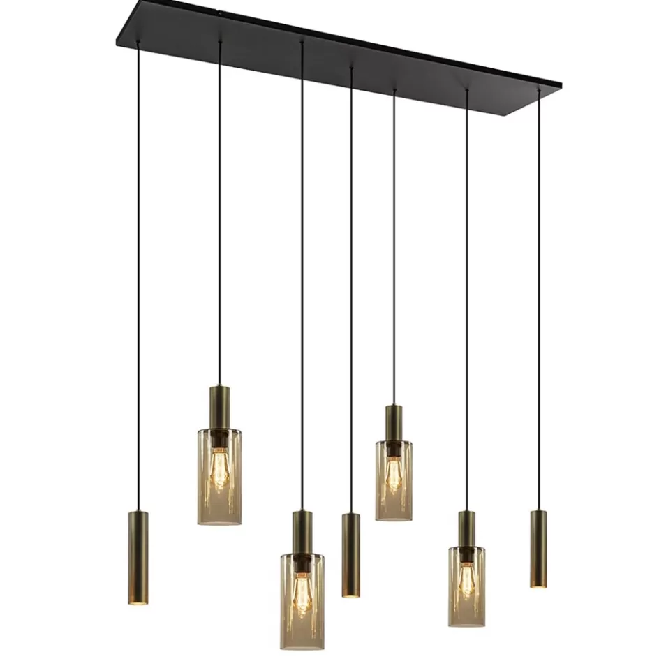 Hanglampen | Eettafellampen>Straluma Hanglamp Perugia 7L brons/zwart