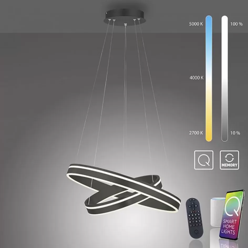 Hanglampen | Smart lampen>Straluma Hanglamp Q-Vito dubbel zwart + remote cct