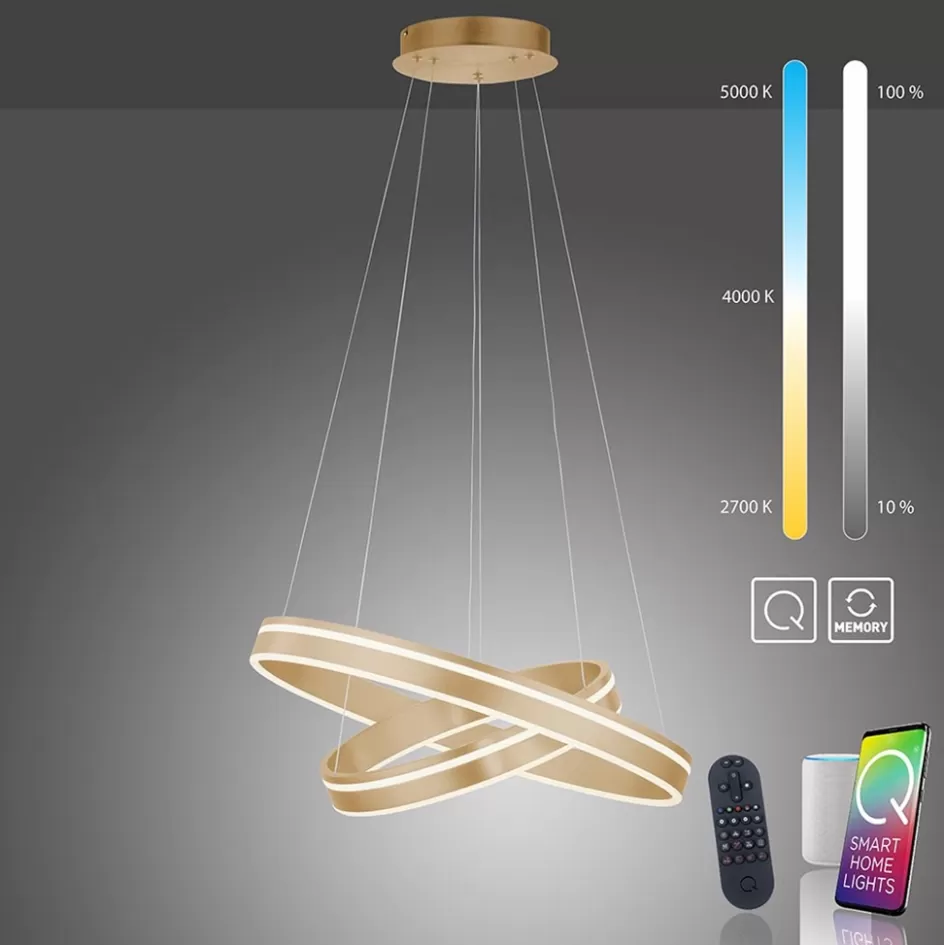 Smart lampen | Hanglampen>Straluma Hanglamp Q-Vito dubbele ring gold smart