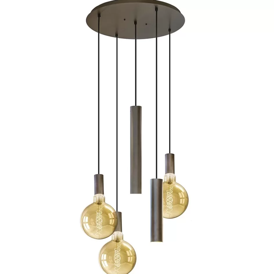 Eettafellampen | Eetkamerverlichting>Straluma Hanglamp Riva 5l rond platinum