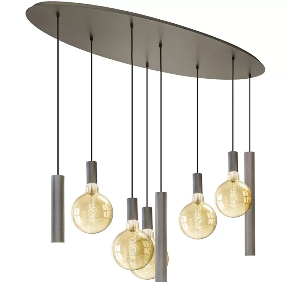 Eettafellampen | Eetkamerverlichting>Straluma Hanglamp Riva ovaal 8L platinum