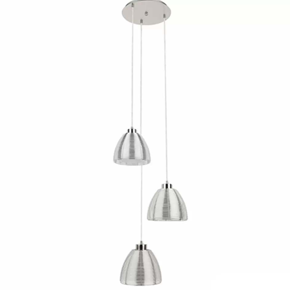 Eettafellampen | Draadlampen>Straluma Hanglamp rond 3-lichts alu draad/glas