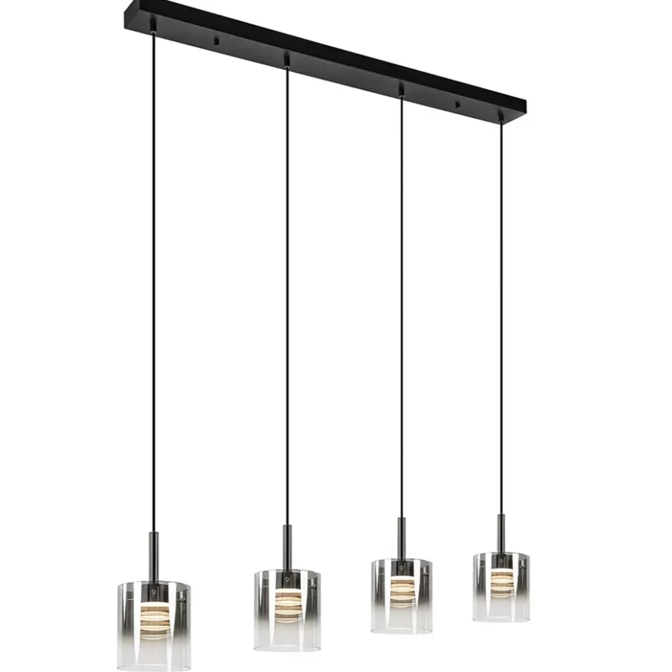 Hanglampen | Eettafellampen>Straluma Hanglamp Salerno 4L zwart/gradient smoke