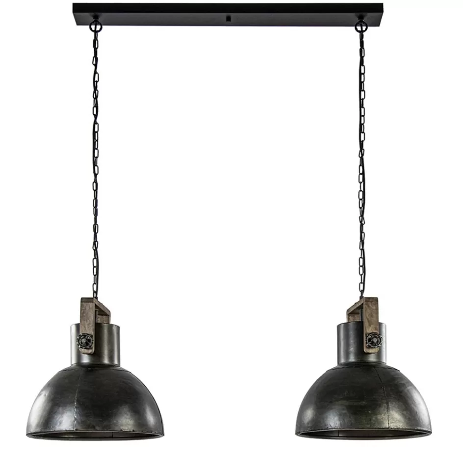 Eettafellampen | Light and Living>Straluma Hanglamp Shelly 2-lichts brons/hout