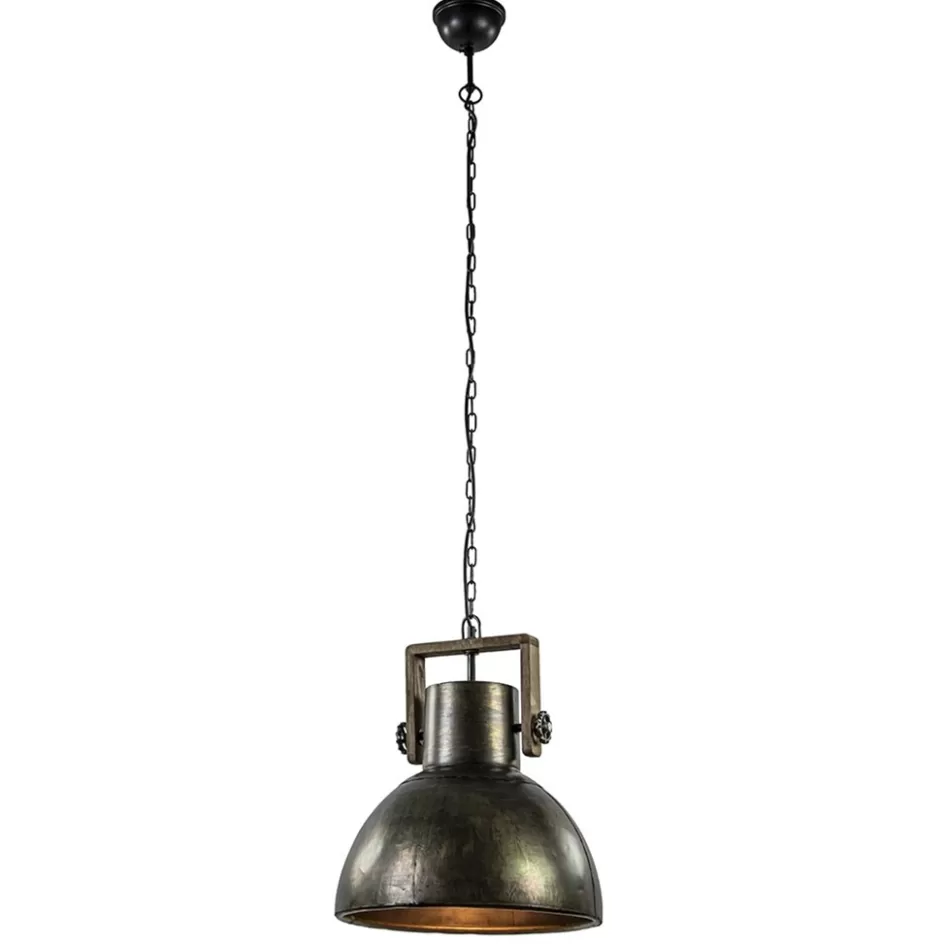 Eettafellampen | Light and Living>Straluma Hanglamp Shelly industrieel bruin/hout