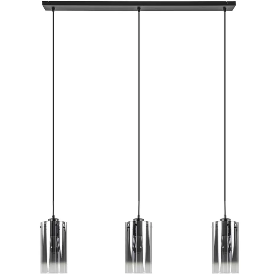 Eettafellampen | Keukenverlichting>Straluma Hanglamp Ventotto 3l zwart/smoke glas