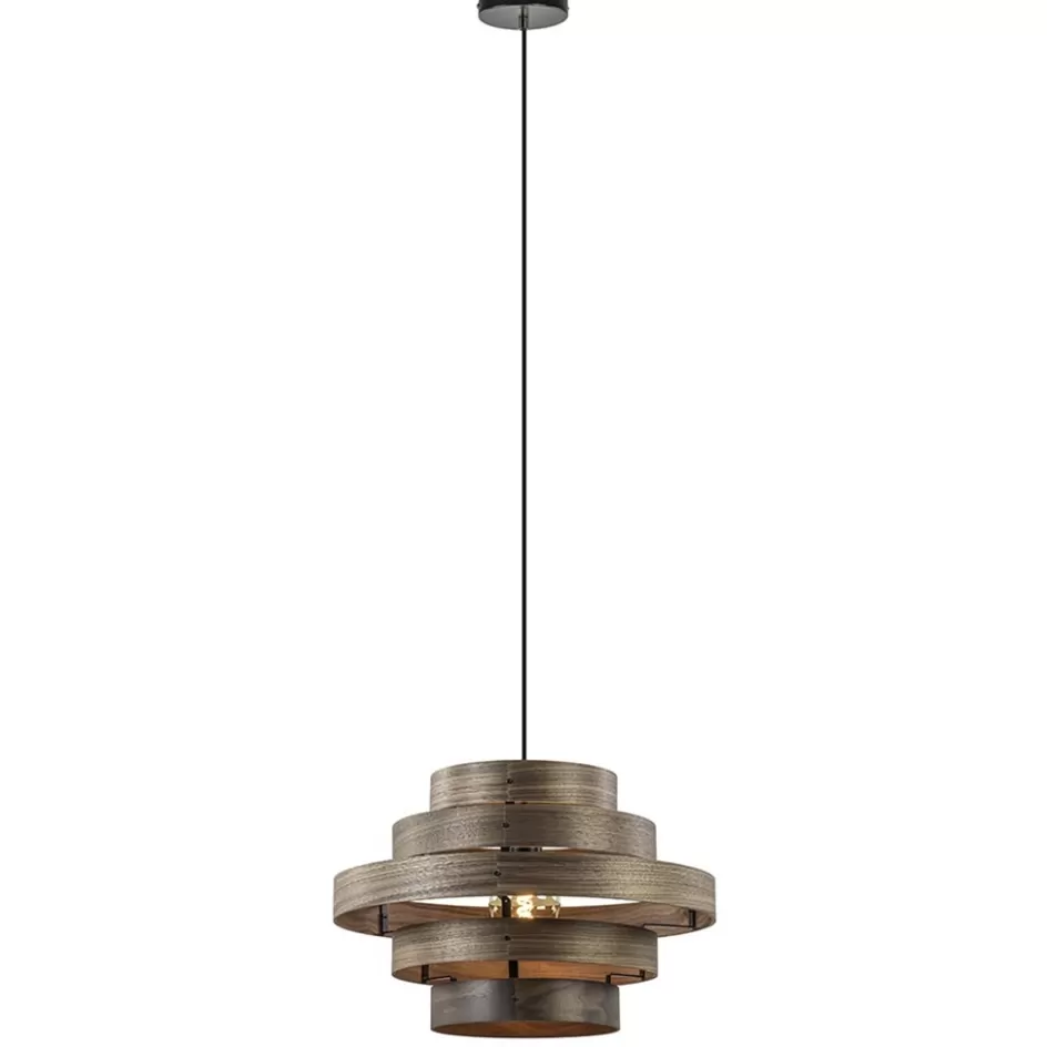 Woonkamerlampen | Slaapkamerlampen>Straluma Hanglamp Walnut 6-ringen hout/zwart