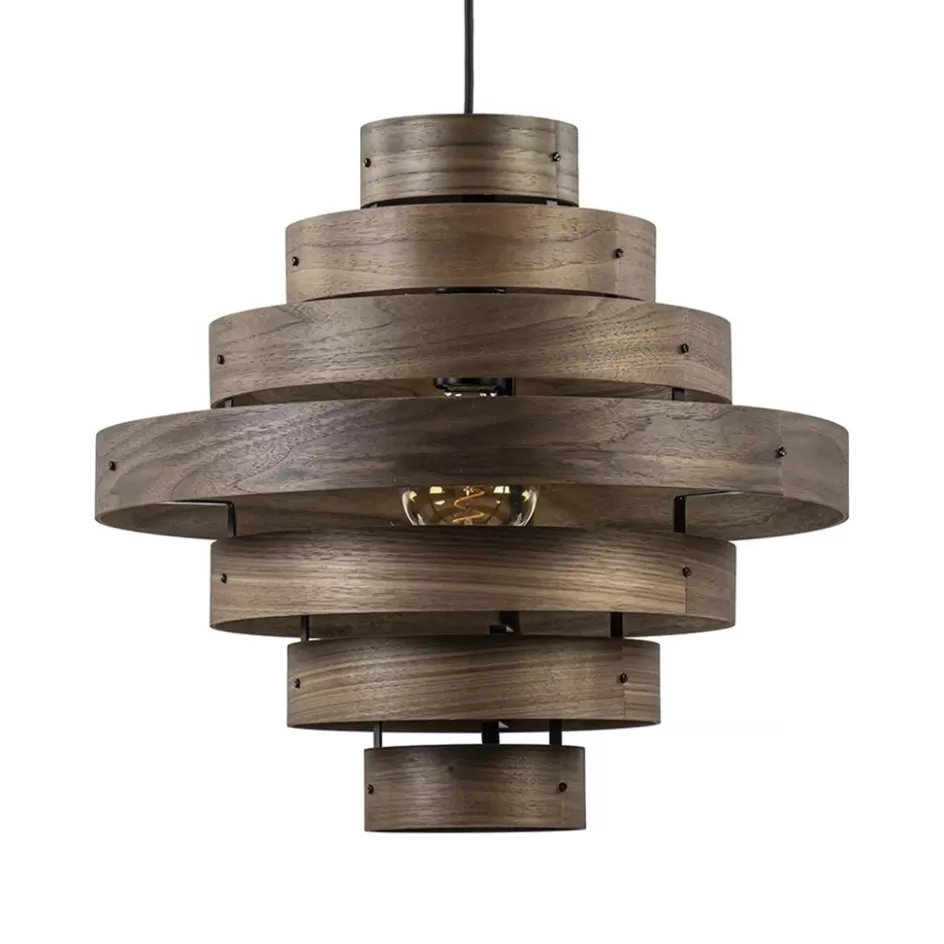 Woonkamerlampen | Slaapkamerlampen>Straluma Hanglamp Walnut  zwart / walnoot hout