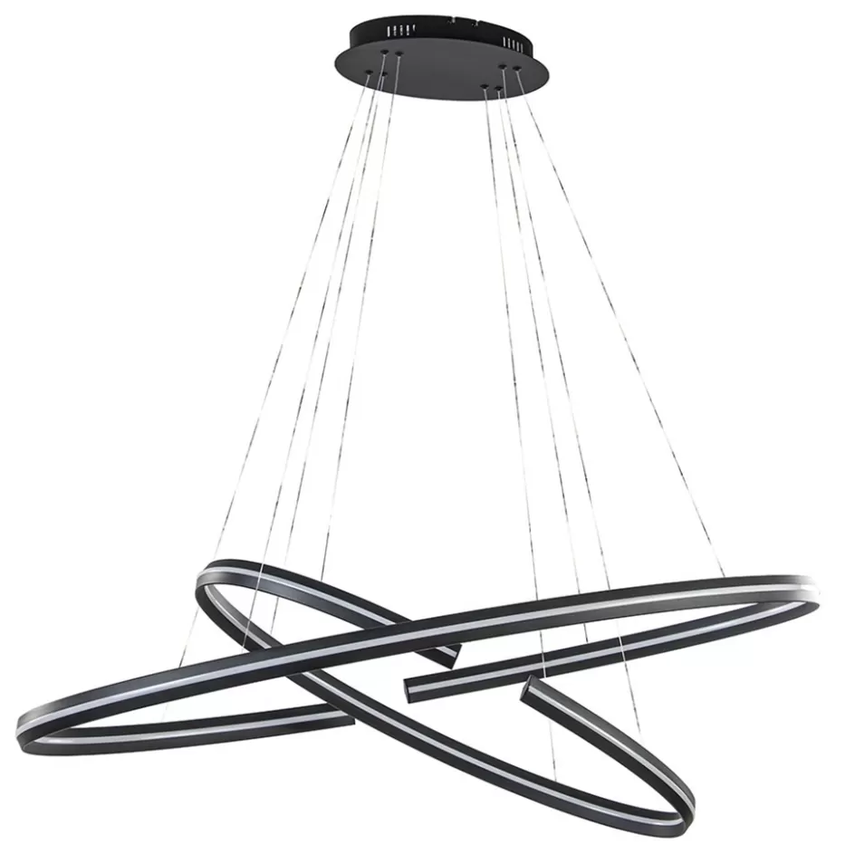 Hanglampen | Eettafellampen>Straluma Hanglamp zwart 2x ledband ovaal